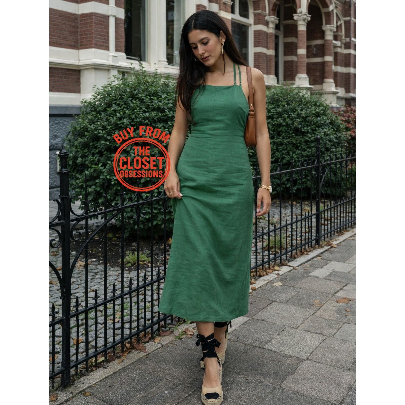 ZARA Linen Blend Midi Dress NWT