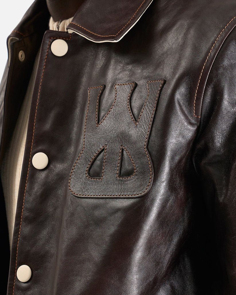 o1s1v1r1oon0825 Prince Varsity Jacket in Dark Brown