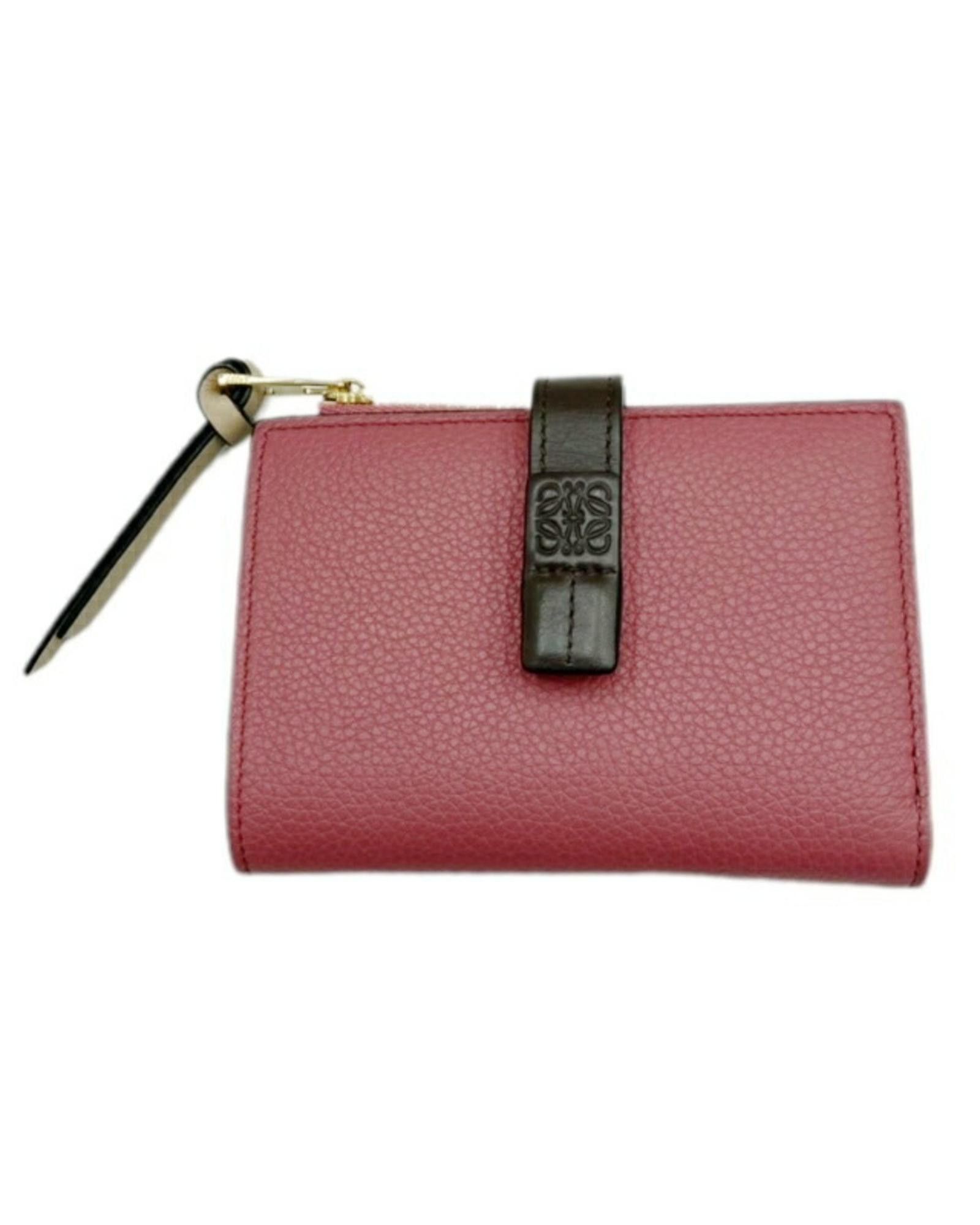 image of Loewe Leather Bi-Fold Wallet in Pink, Women's