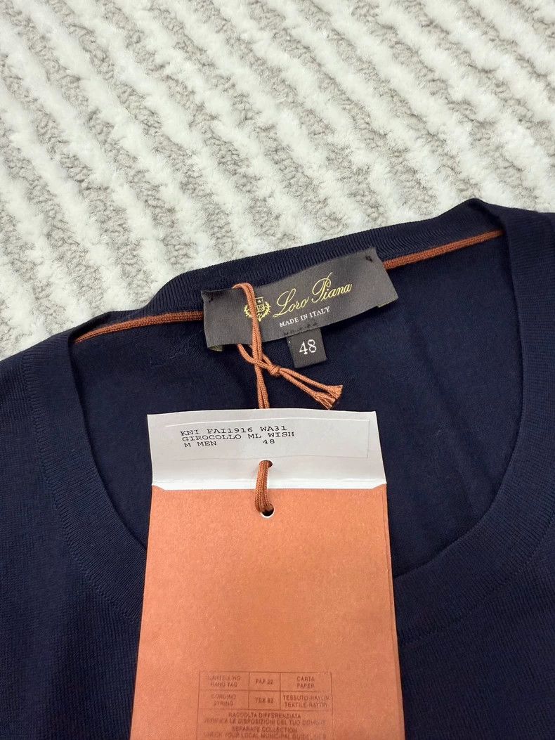 Loro Piana LORO PIANA Blue 100% fine spun cotton wool fabric round ne Size US M / EU 48-50 / 2 - 2 Thumbnail