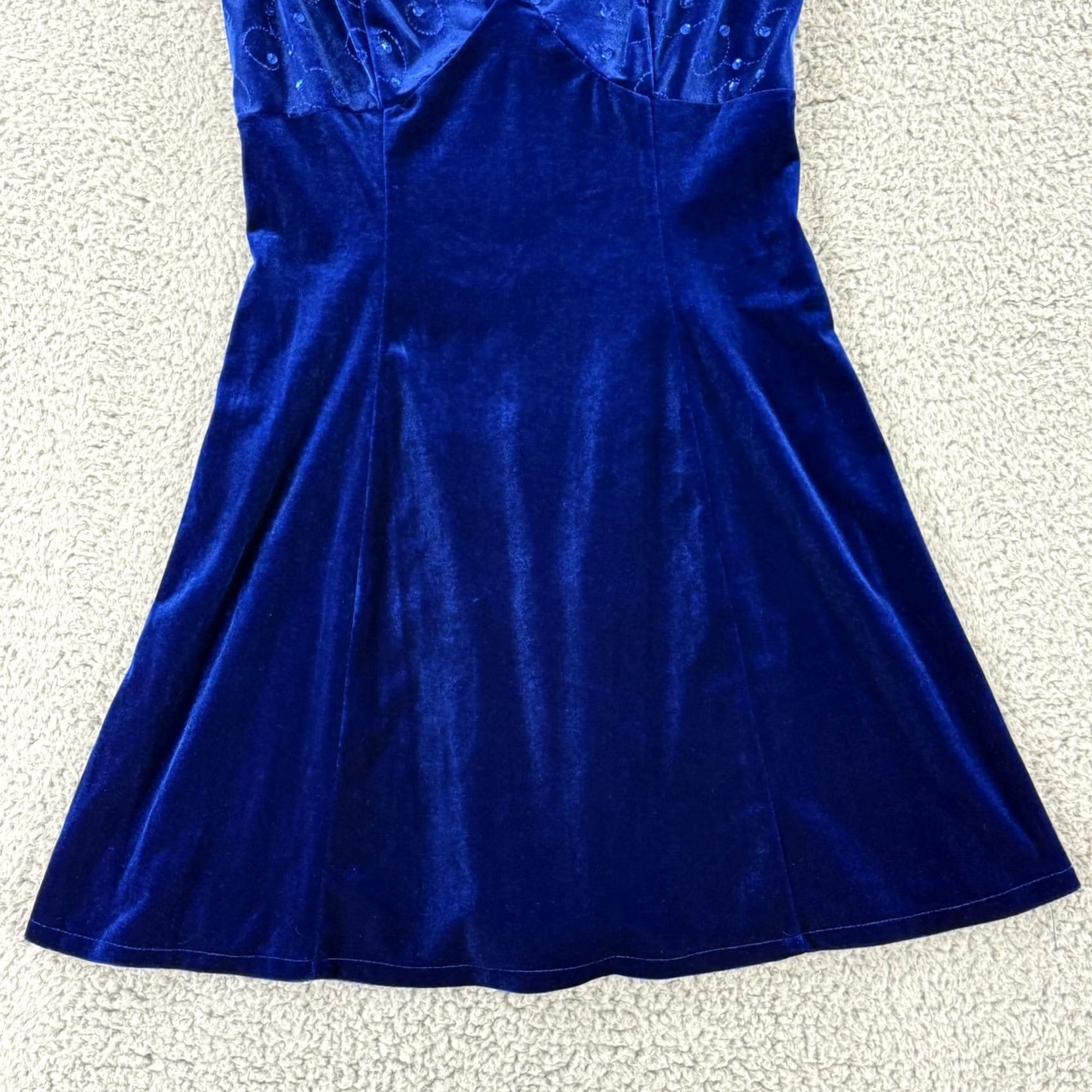 Jessica McClintock VINTAGE Jessica McClintock Gunne Sax Dress Womens Small Royal Blue Sequins Velvet 90s Size S / US 4 / IT 40 - 4 Thumbnail