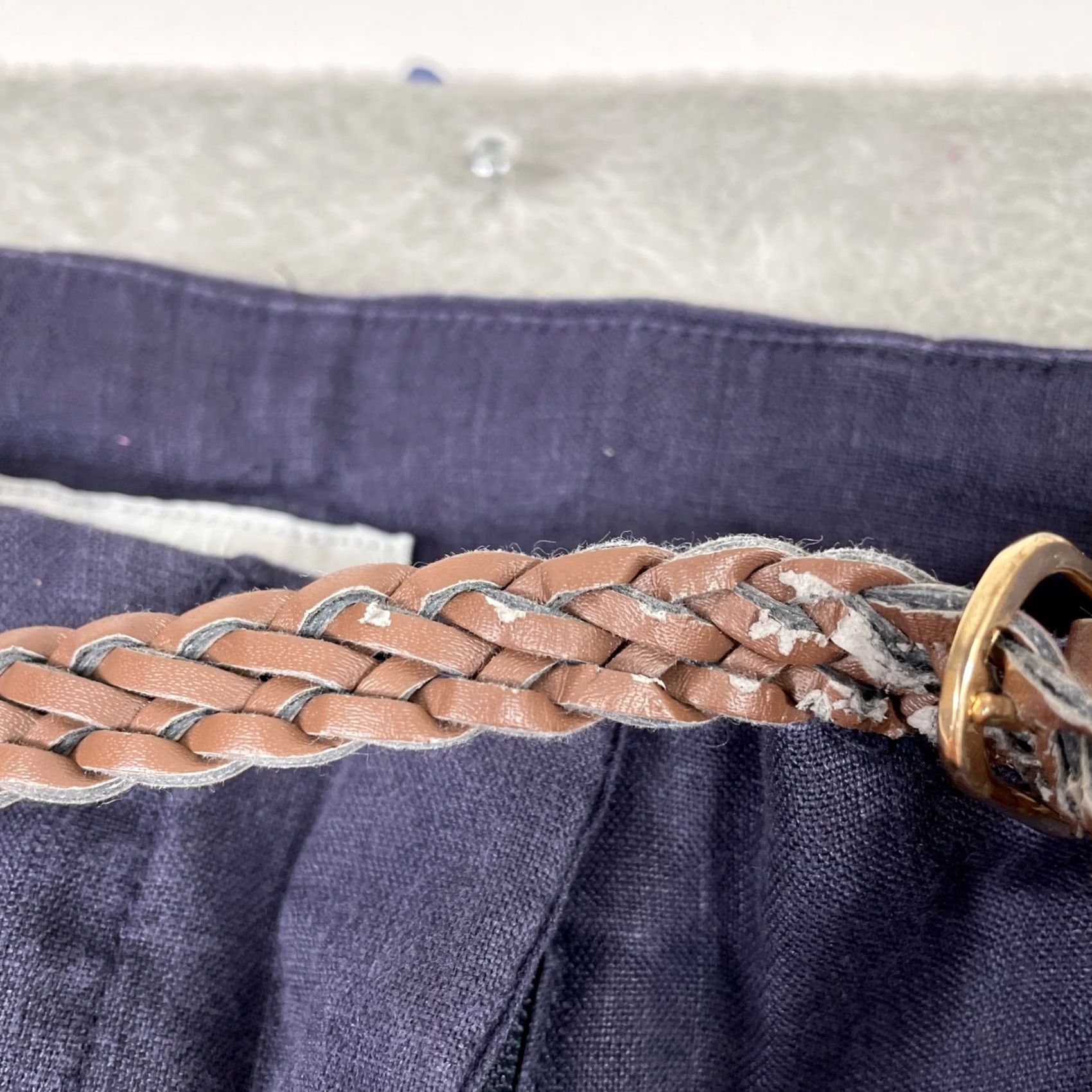 H&M H&M Pants 4 (26x29.5) Purple Linen Wide Leg Coastal Boho Braided Belt Womens Size 27" / US 4 / IT 40 - 4 Thumbnail