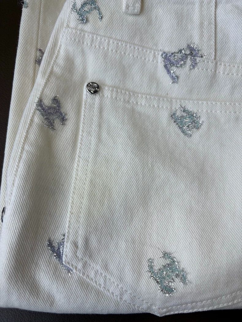 Chanel Chanel White shining logo calf jeans Size 42" / US 20 - 7 Thumbnail