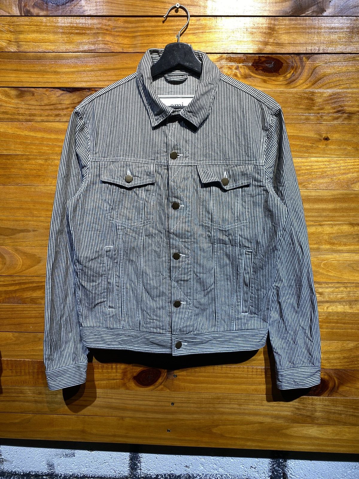 AMI Ami Alexandre Mattiussi Stripe Denim Jacket French Designer Size US M / EU 48-50 / 2 - 3 Thumbnail