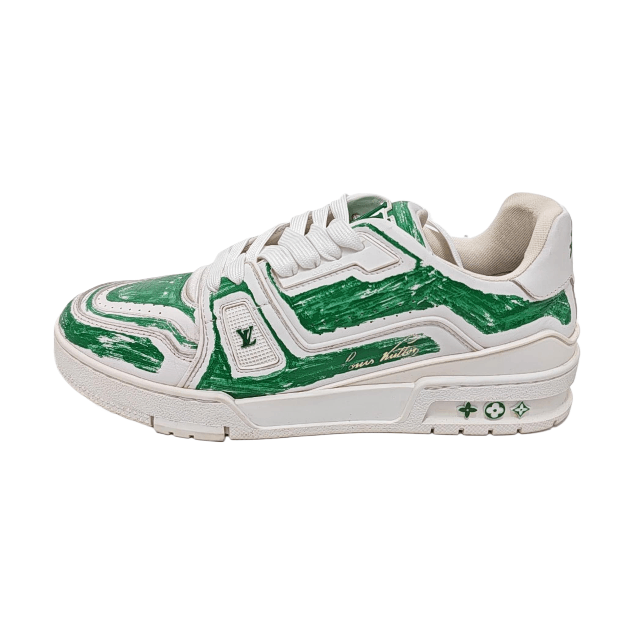 Louis Vuitton LOUIS VUITTON Green Brushstroke Low-Top Sneakers US 9 Size US 9 / EU 42 - 1 Thumbnail