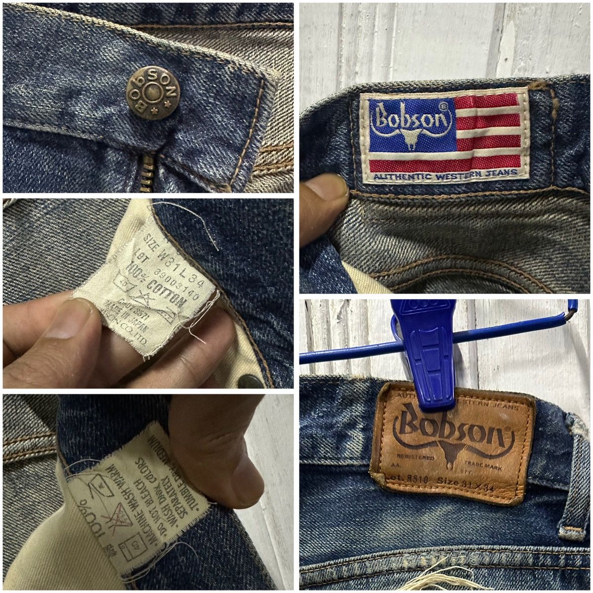 Vintage Vintage BOBSON Jeans Selvedge Mudwash Distressed Denim Pants Size US 30 / EU 46 - 21 Thumbnail