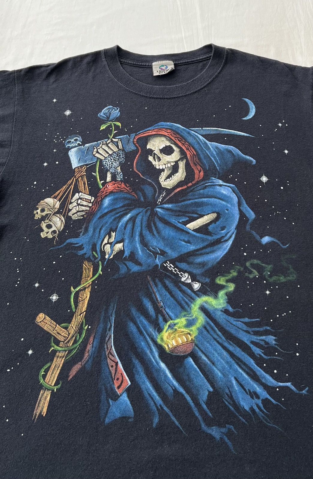 Liquid Blue Vintage 2003 Liquid Blue Grim Reaper Black T-shirt Size US L / EU 52-54 / 3 - 5 Thumbnail