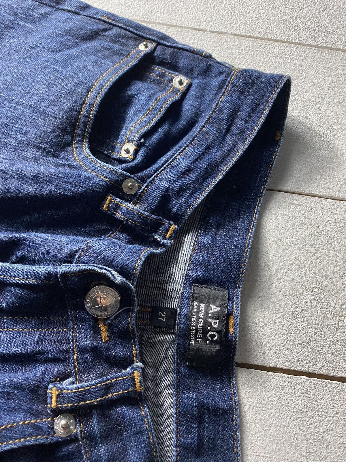 A.P.C. × Designer × Vintage Vintage A.P.C. Blue Designer Skinny Denim Jeans Womens 27 Size 27" / US 4 / IT 40 - 4 Thumbnail