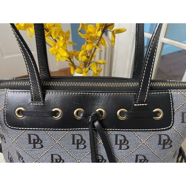 Dooney & Bourke Vintage Dooney & Bourke Denim Canvas Tote Bag Logo Monogram Size ONE SIZE - 3 Thumbnail