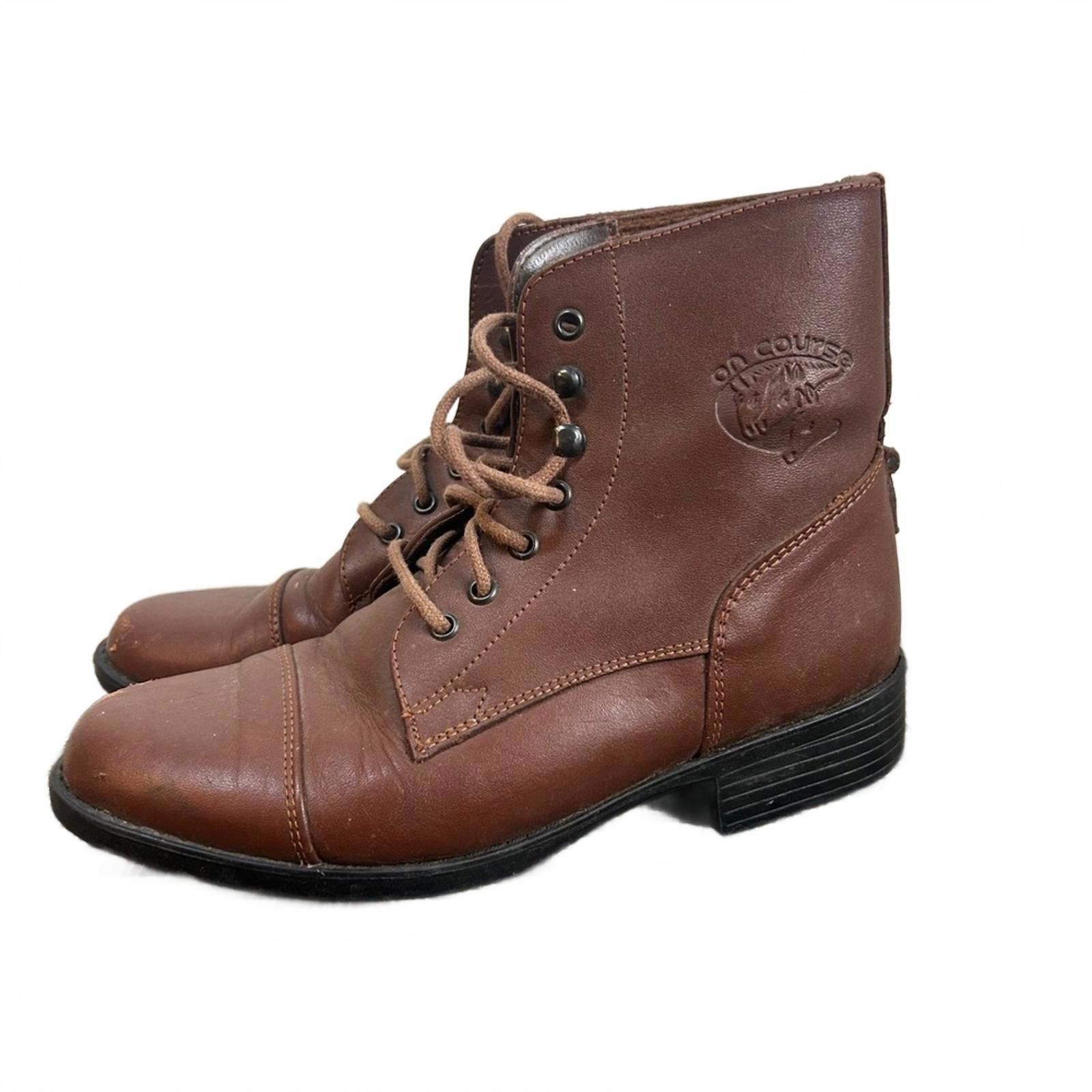 Other On Course Womens Brown Leather Lace Up Combat Boots Size US 6.5 / IT 36.5 - 1 Thumbnail