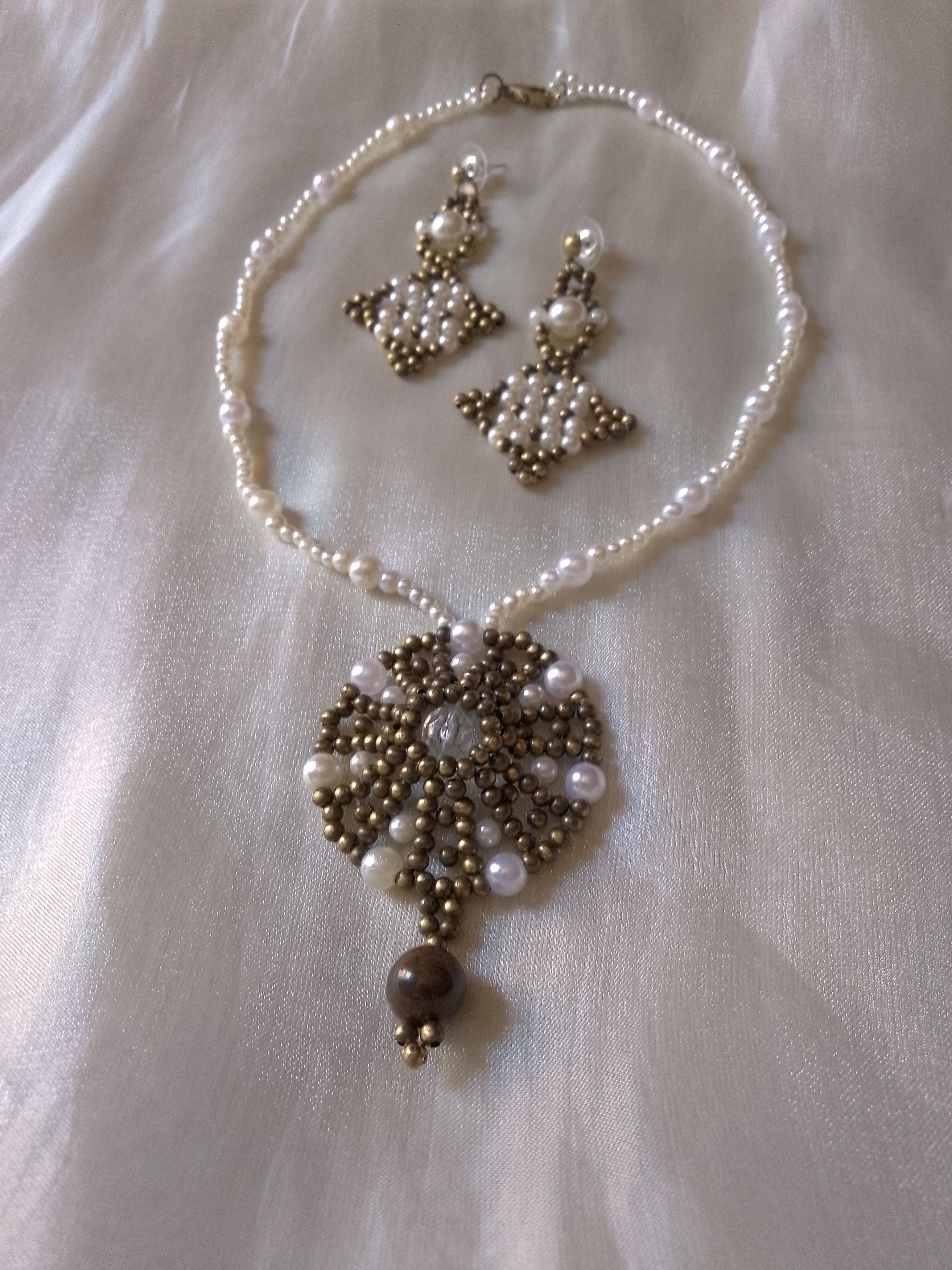 Handmade Necklace Vintage Pendant Earrings Antique Materials Recycled Size ONE SIZE - 6 Thumbnail