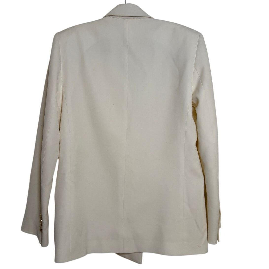 Nili Lotan Nili Lotan White Wool Blazer W/ Gold Buttons Size L / US 10 / IT 46 - 2 Thumbnail