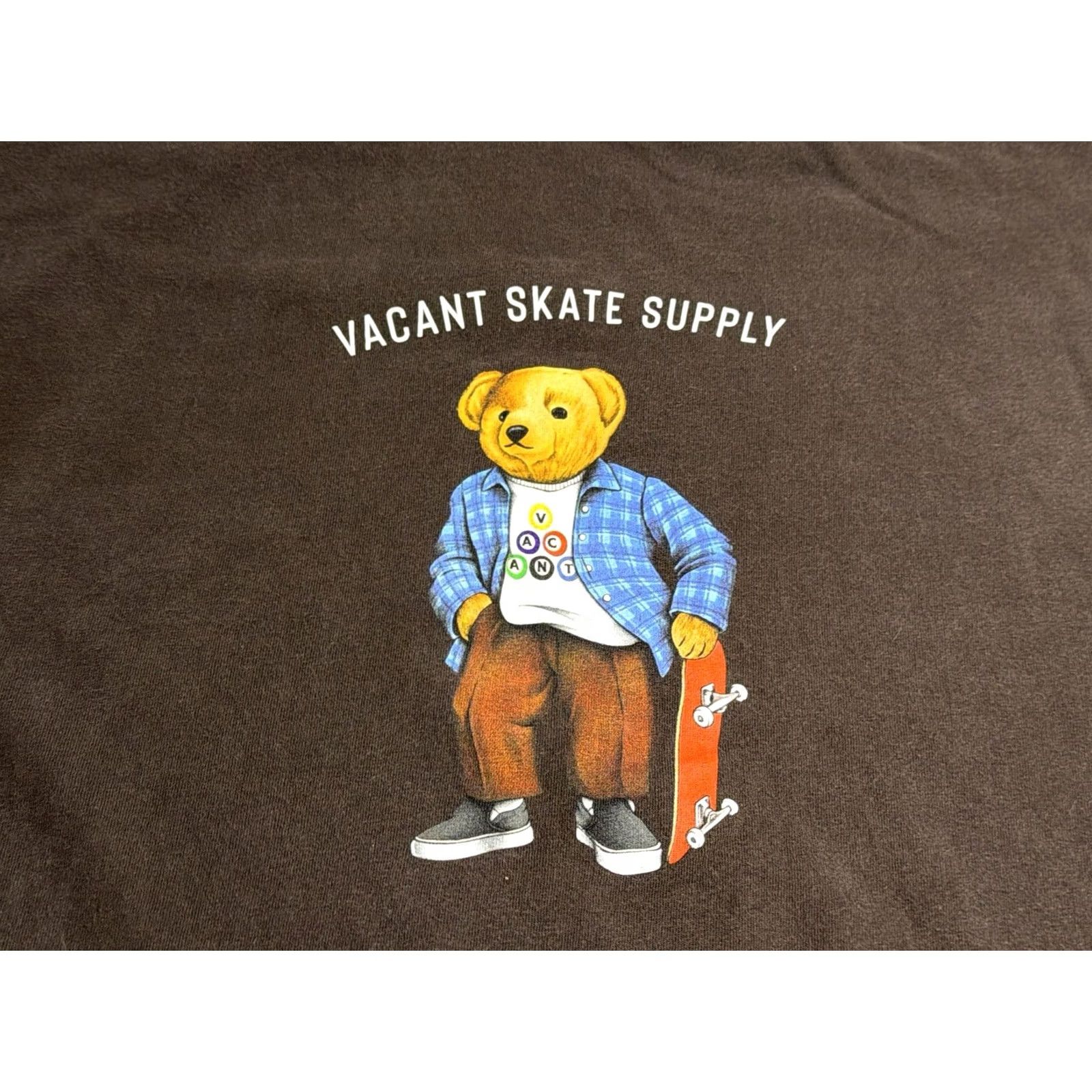Vintage Vacant Skate Supply T-Shirt Skater Teddy Bear Grunge Streetwear Brown XL Graphic Print Polo? Size US XL / EU 56 / 4 - 3 Thumbnail