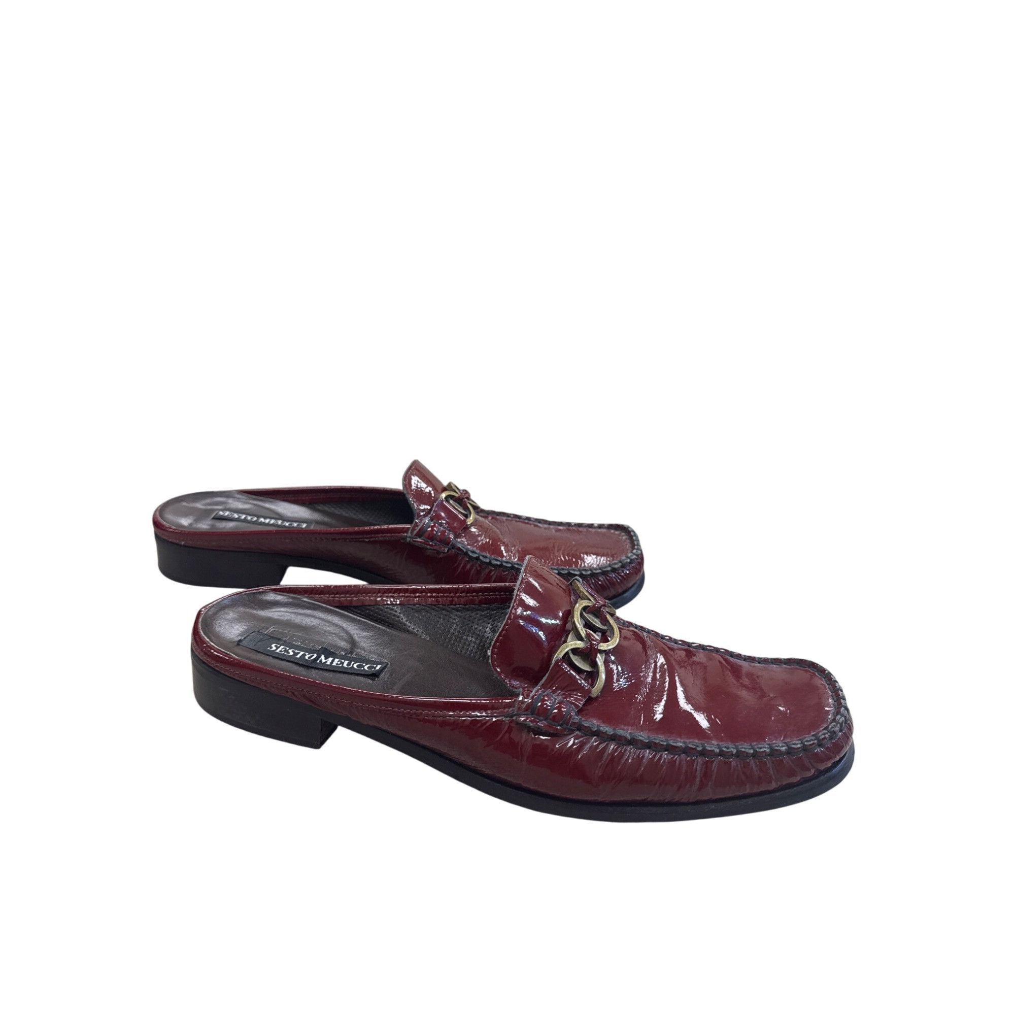 Designer Sesto Meucci Womens Red Patent Leather Slip-On sandals Size Size US 10 / IT 40 - 3 Thumbnail