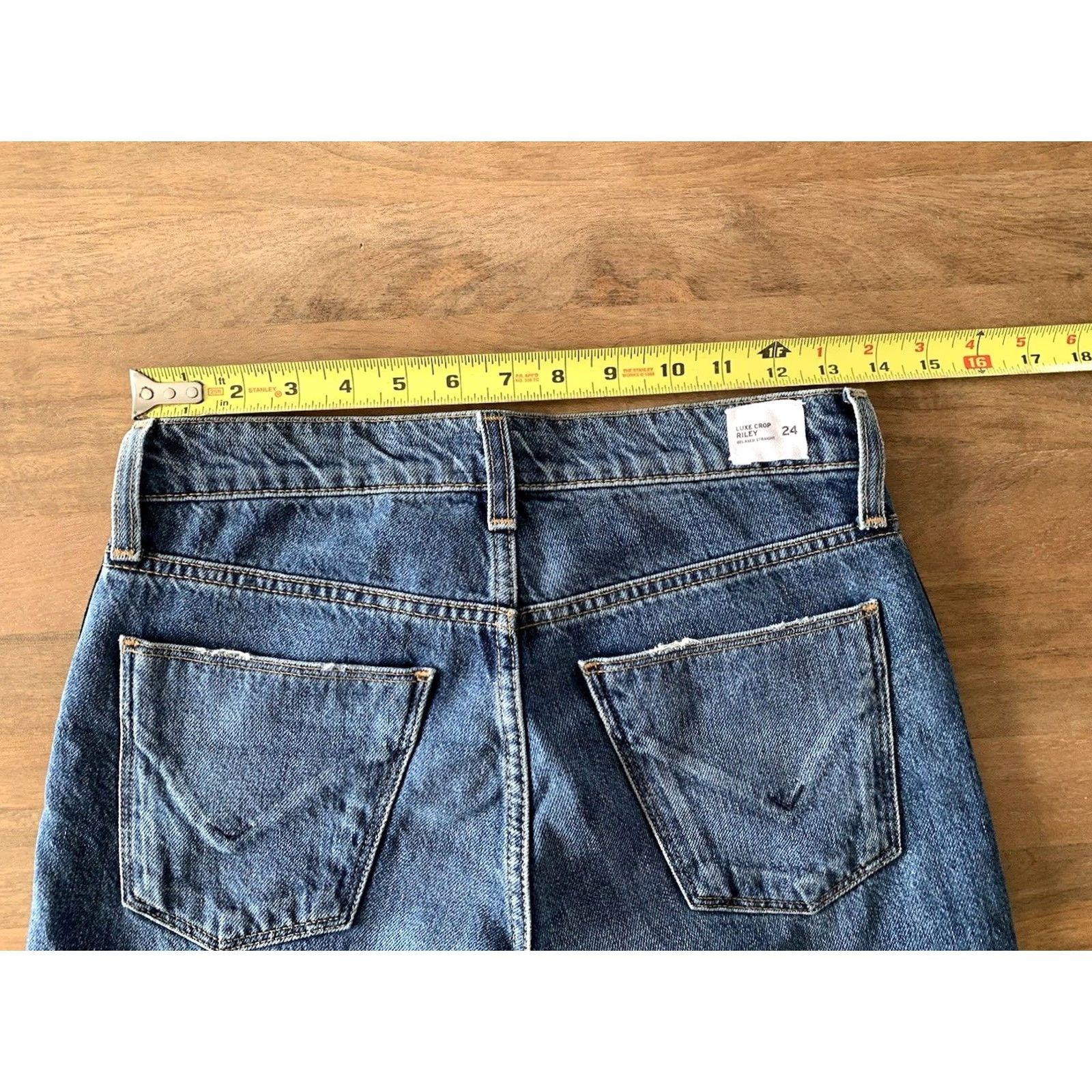 Hudson Hudson Jeans Straight Women 24 Denim Blue Mid Rise Relaxed Straight 5-Pocket Button Fly Crop Size 42" / US 20 - 7 Thumbnail