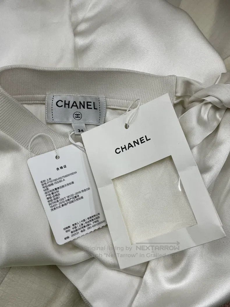 Chanel Chanel 24S white bow off-the-shoulder silk short sleeves Size XXS / US 00 / IT 34 - 4 Thumbnail