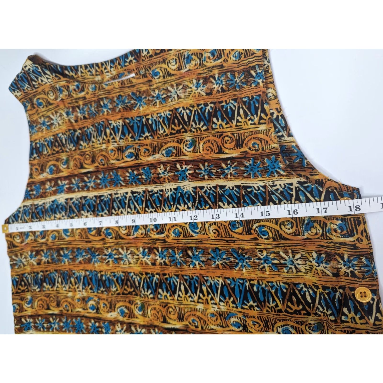 Vintage VINTAGE Diane Gilman Silk Tank Top Blouse Sleeveless Camisole Gold & Blue Geometric Sequin 90s Womens S Sleeveless Silk Tank Top Blouse Size S / US 4 / IT 40 - 5 Thumbnail