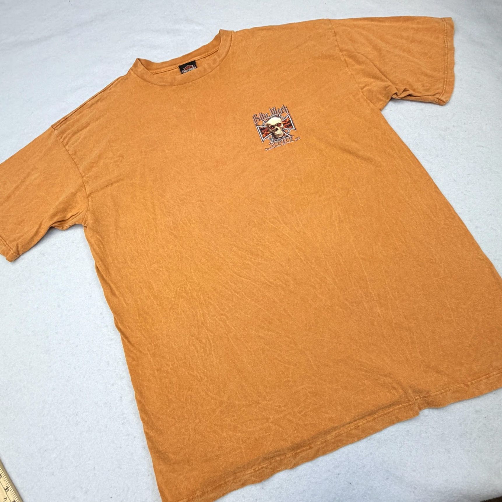 Harley Davidson Harley-Davidson Bike Week Shirt Mens 3XL Orange Skull Daytona Beach 2009 Tee Size US XXL / EU 58 / 5 - 2 Thumbnail