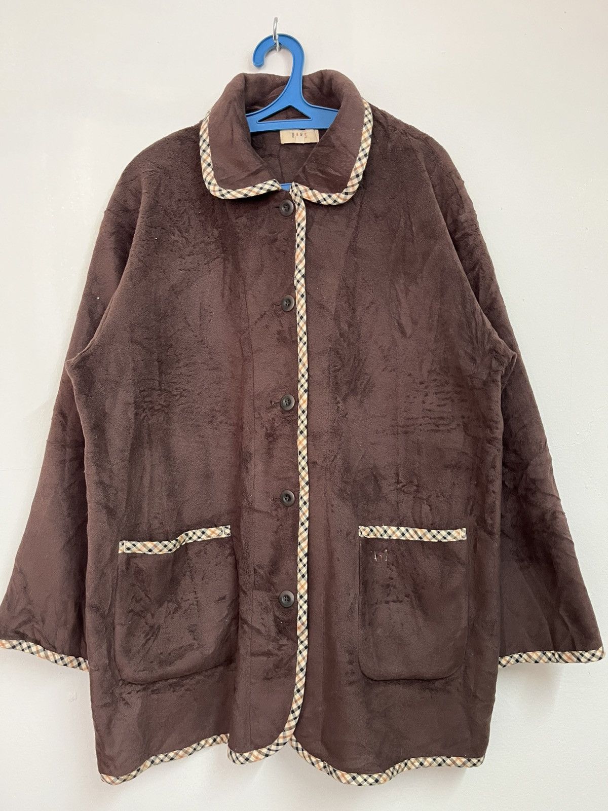 DAKS 💥Vintage 90s DAKS LONDON Monogram Brown Velvet Jackets Size L / US 10 / IT 46 - 1 Thumbnail