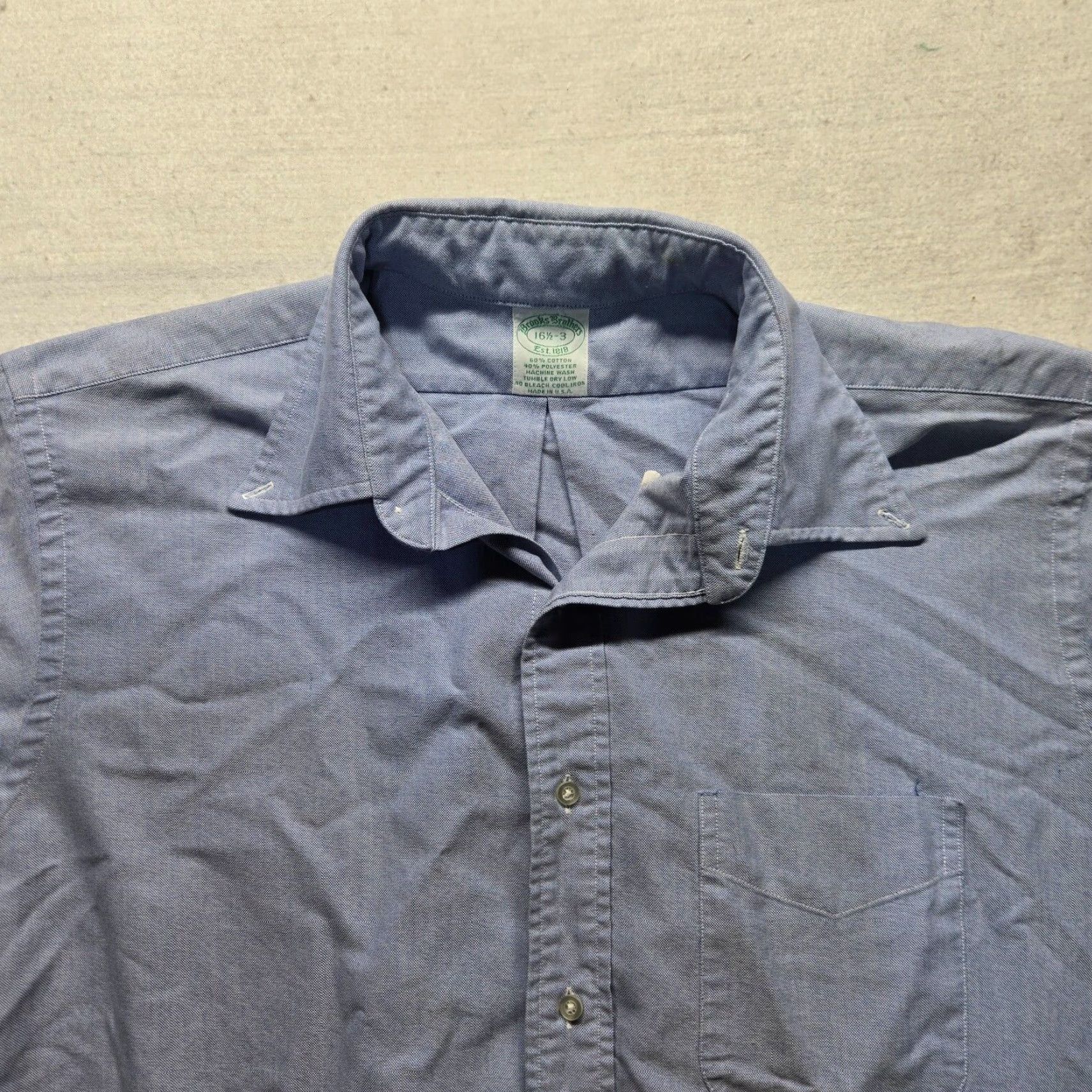 Brooks Brothers Brooks Brothers Shirt Button-Up Blue Long Sleeve Cotton Adult Size 16.5 Regular Mens Size 42R - 2 Thumbnail