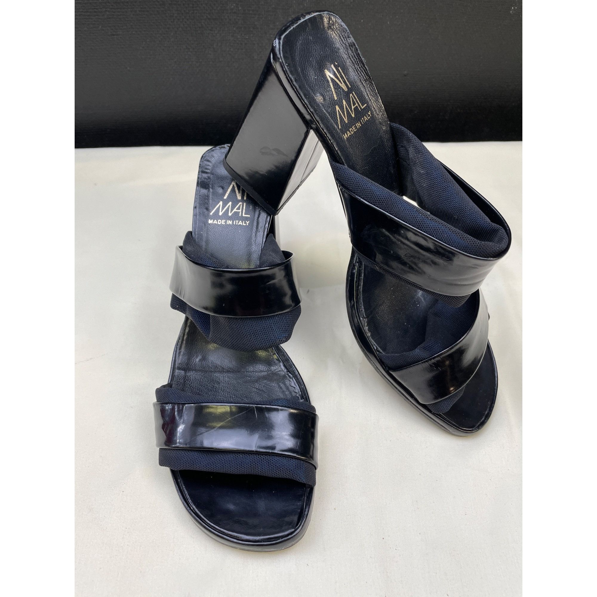 Other Lavorazione Artigiana Women's Black/Blue Shoes/Sandals Heel Size US 6.5 / IT 36.5 - 2 Thumbnail