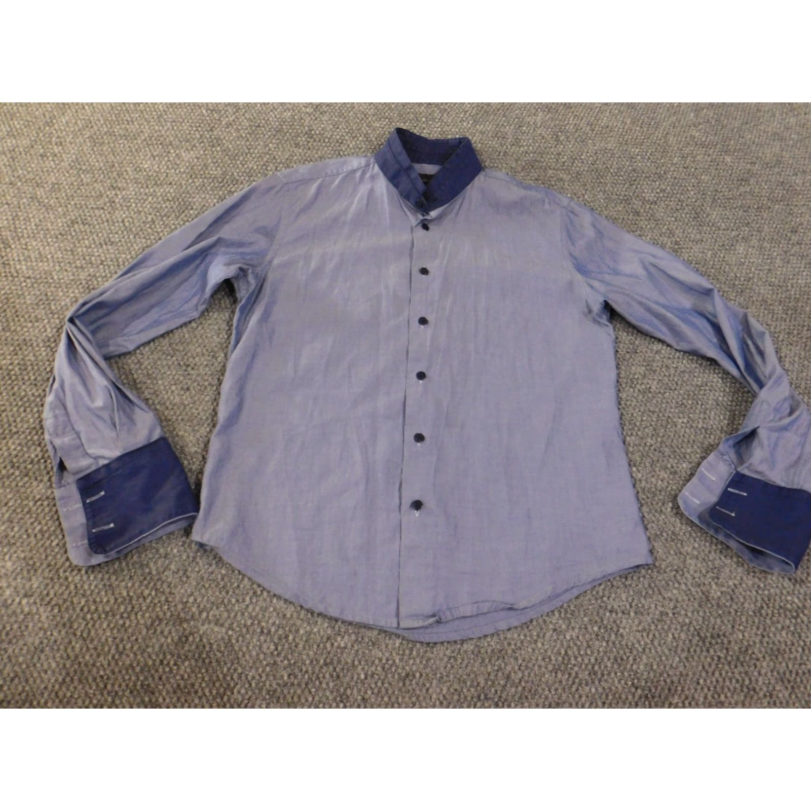 Zara Zara Shirt Button-Up Slim Fit Geometric Pattern Blue Mens M Casual Knitted Cotton Button-Down Collar Pockets Logo Size US M / EU 48-50 / 2 - 2 Thumbnail