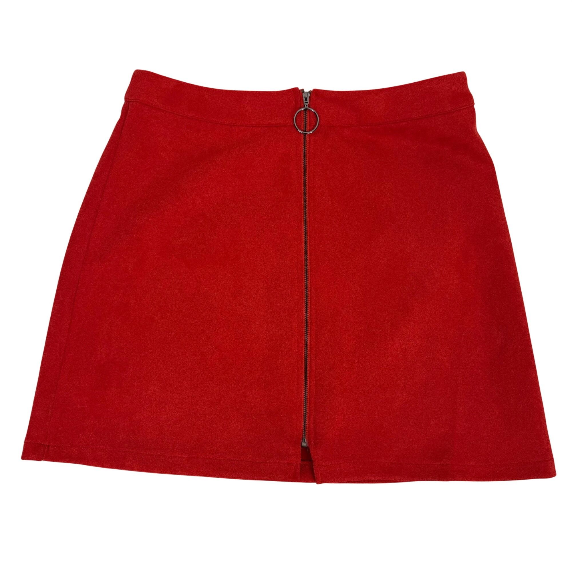 Other Aryeh Faux-Suede Mini Skirt Zip-Front A-Line Red Size M Size 30" / US 8 / IT 44 - 1 Thumbnail