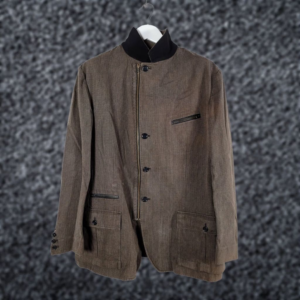 Vintage Peruvian Connection Blazer Shirt Men Brown/Black Textured Zip Front 44 Career Black/Brown Mens 90s Style? Size M / US 6-8 / IT 42-44 - 1 Thumbnail