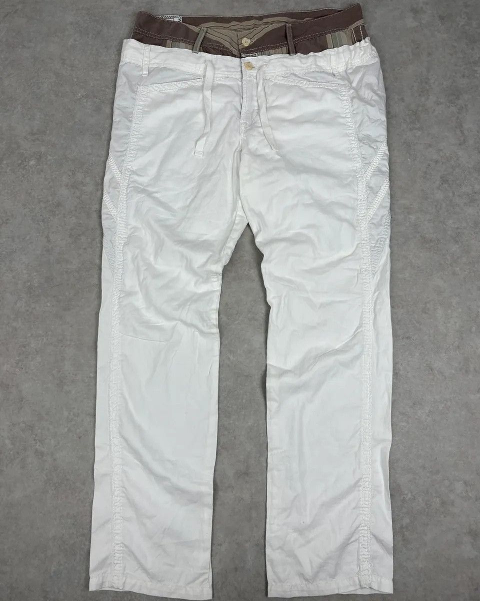 Marithe + Francois Girbaud 2000s Marithé + François Girbaud Double Waisted Biege Plad and Light White Pants Size US 34 / EU 50 - 4 Thumbnail