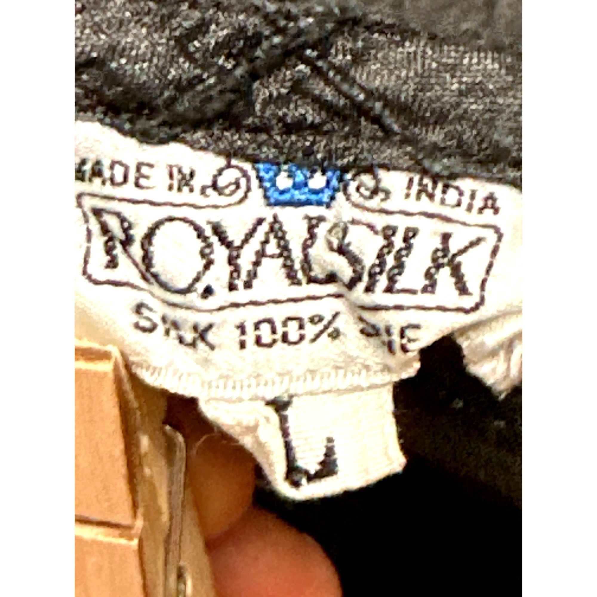 Other Royal Silk Vintage Large Black 100% Silk Crinkle Grid Blouse Size L / US 10 / IT 46 - 8 Thumbnail