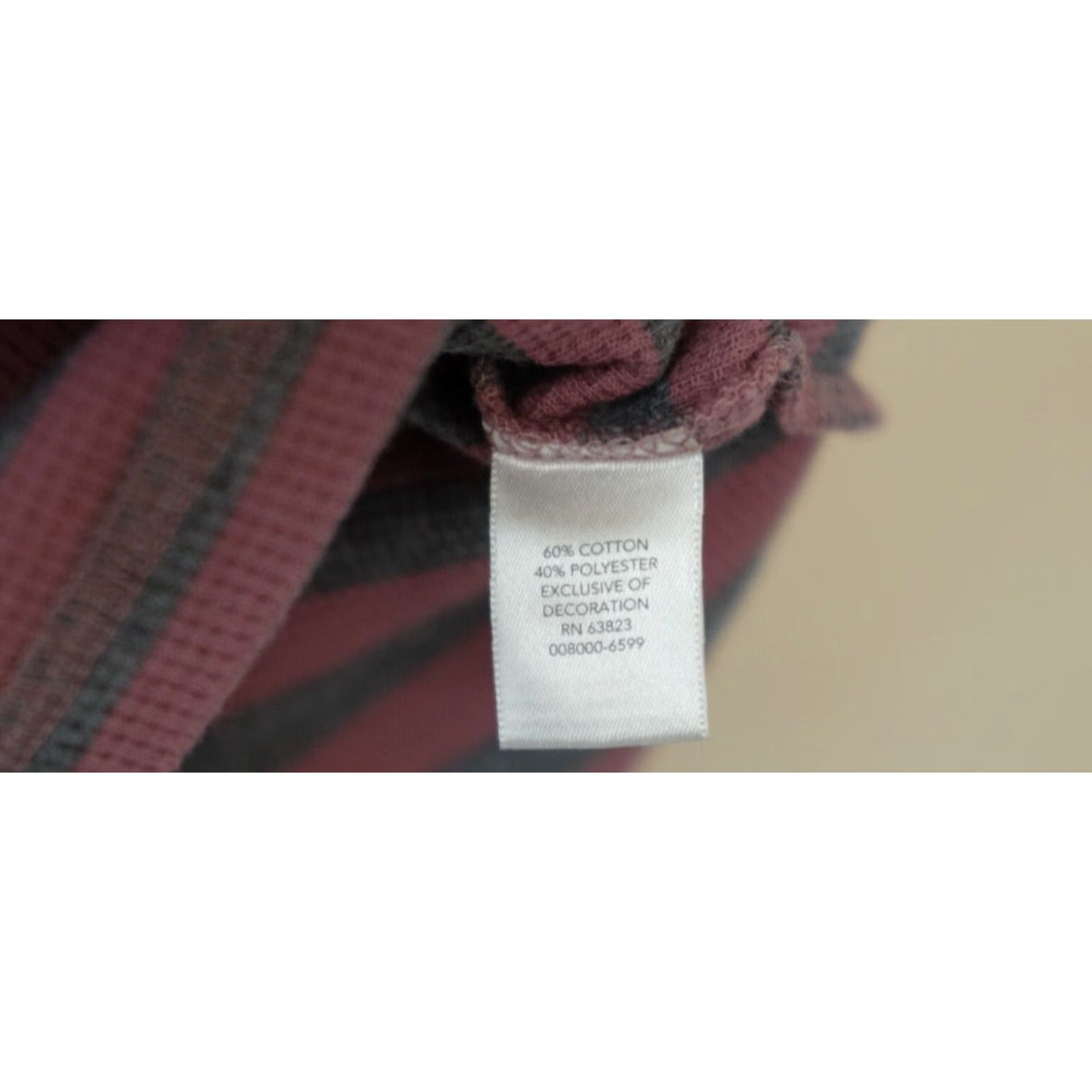 Vintage Christopher & Banks Thermal Shirt Women's L Mauve/Grey Stripe Knit Pullover Long Sleeve Split V-Neck Made in China Size L / US 10 / IT 46 - 5 Thumbnail