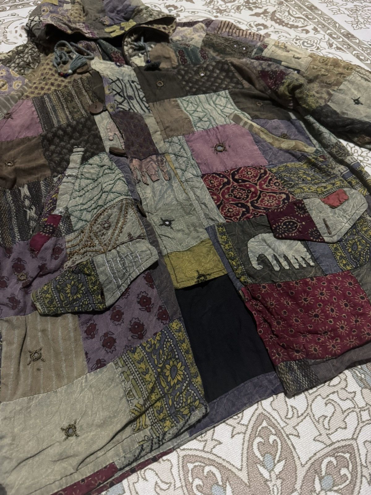 If Six Was Nine × Japanese Brand × Le Grande Bleu (L.G.B.) Vtg Japan Patchwork Sashiko Heavy Jacket Hoodie Size US L / EU 52-54 / 3 - 4 Thumbnail