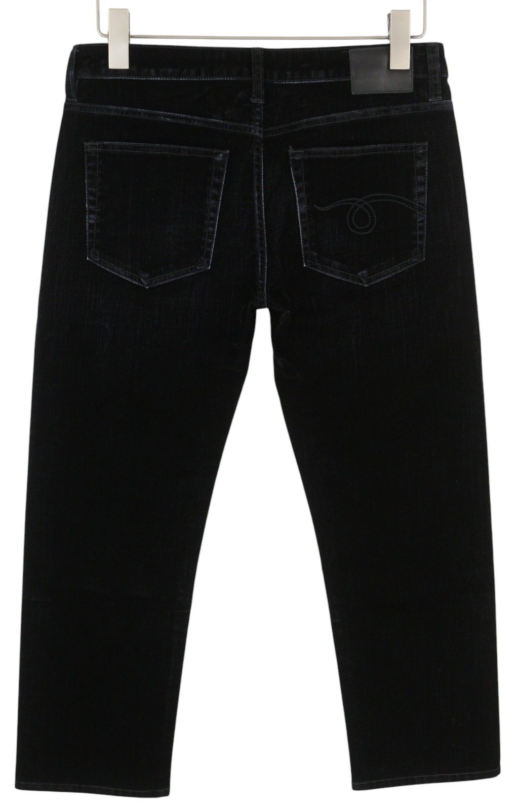 R13 BOY STRAIGHT 28 Flocked Black Velvet Cropped Logo 86253 Size 28" / US 6 / IT 42 - 2 Thumbnail