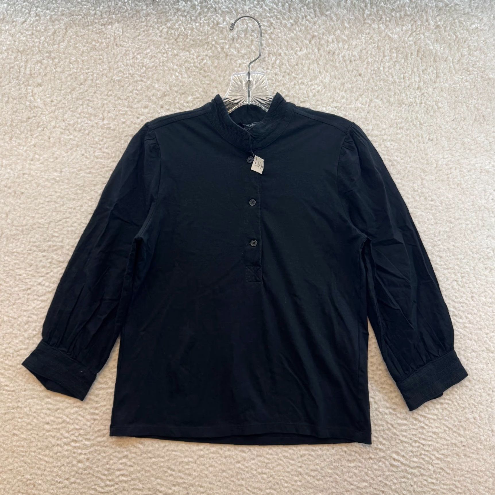 Banana Republic VINTAGE Banana Republic Black Blouse Shirt 3/4 Sleeve Mock Neck Womens S Refined? Size S / US 4 / IT 40 - 2 Thumbnail