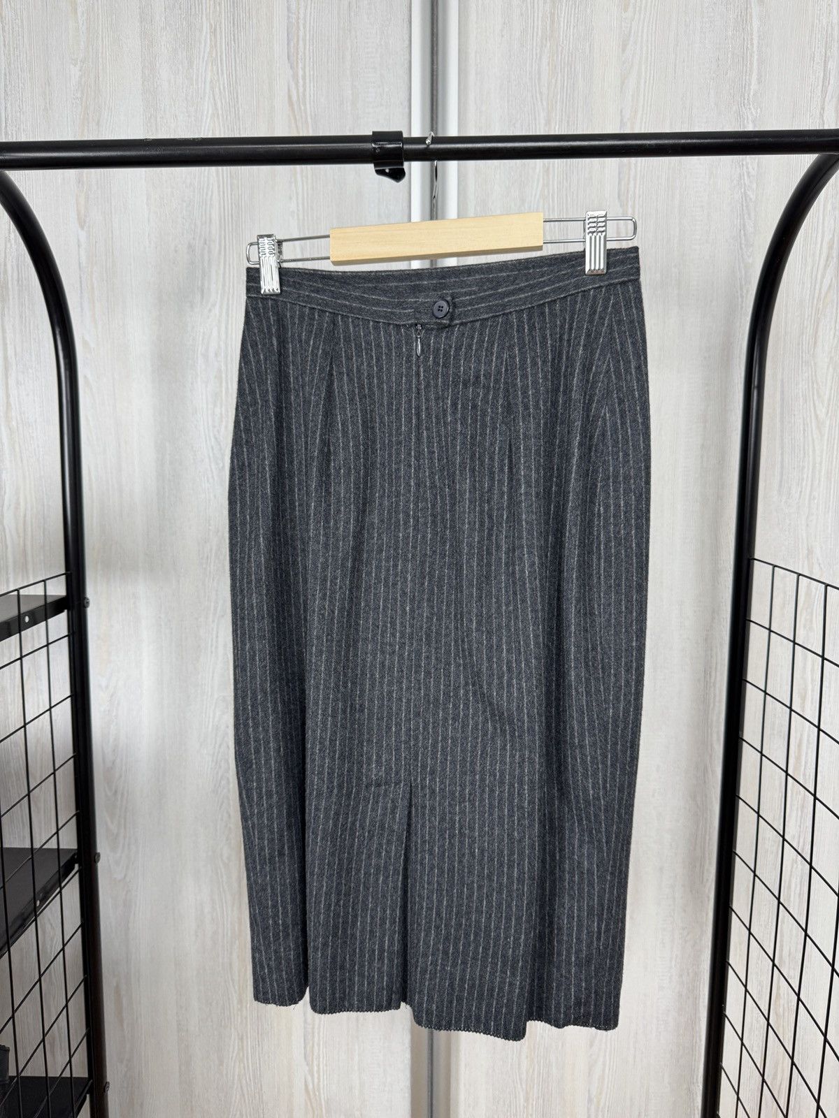 Vintage × Yves Saint Laurent 90s Vintage Yves Saint Laurent Variation Striped Wool Skirt Size 28" / US 6 / IT 42 - 4 Thumbnail