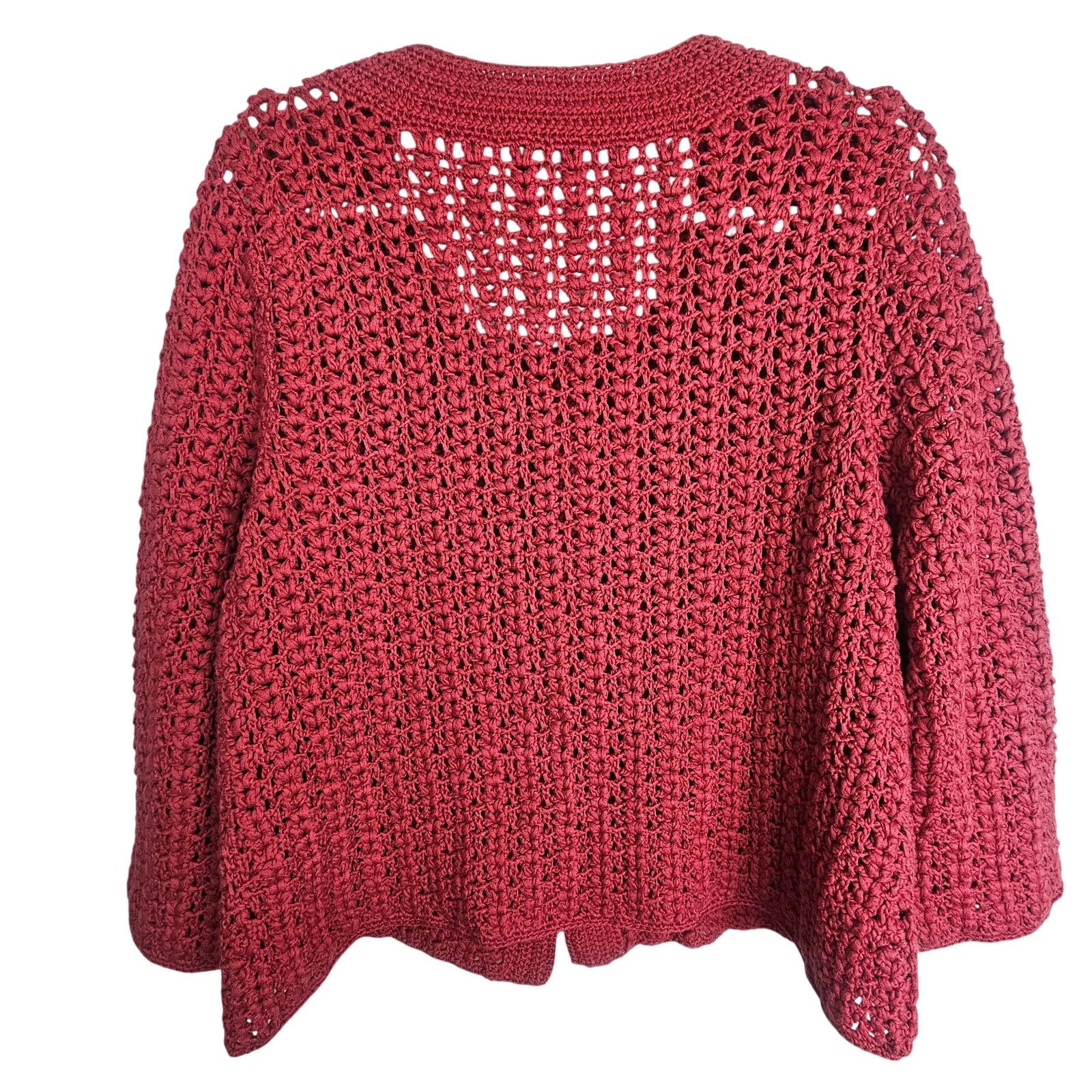 Robert Talbott Talbots Womens Chunky Open Knit Cardigan Sweater L Hand Knit Size L / US 10 / IT 46 - 8 Thumbnail