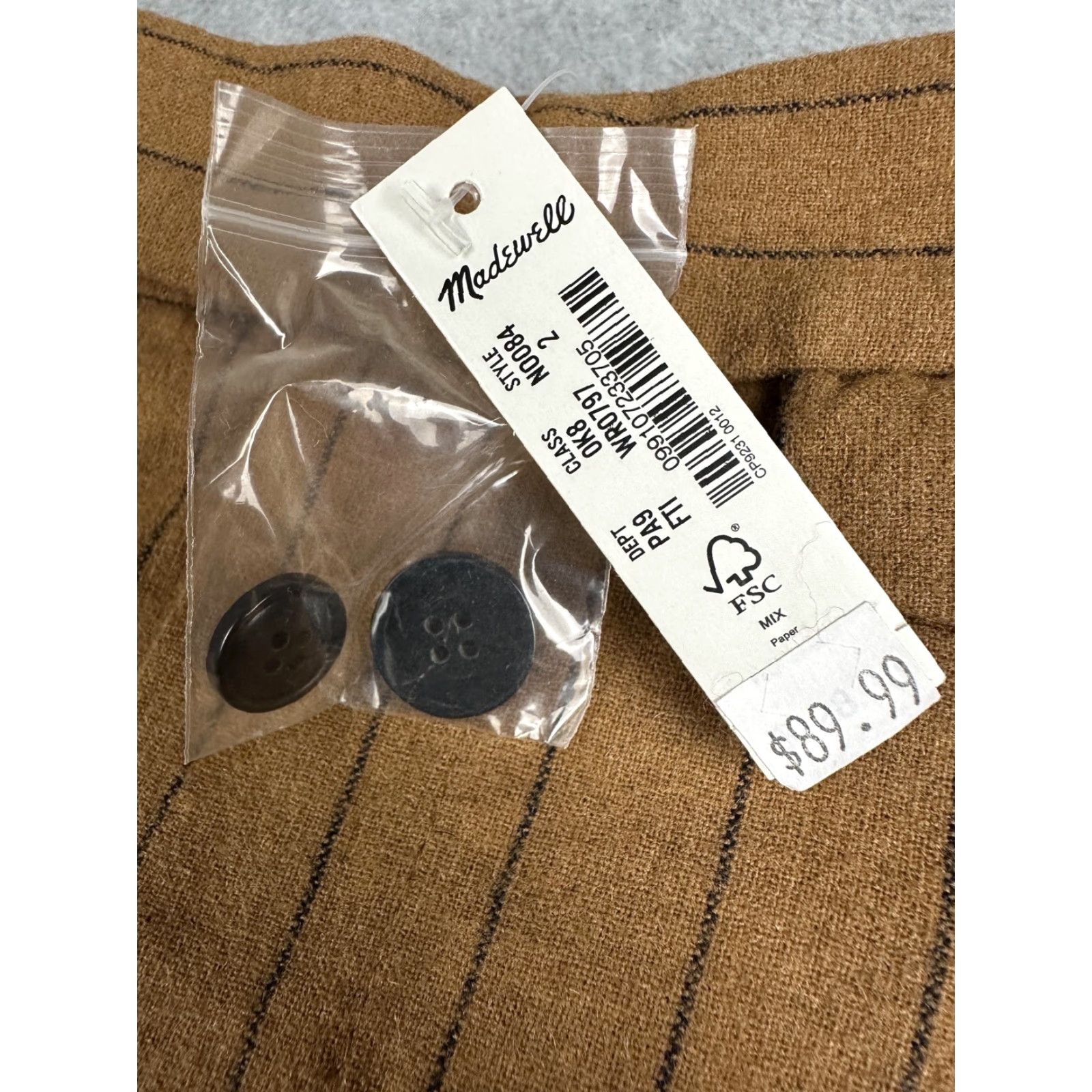Madewell Madewell High Rise Rosedale Pants Womens 2 Brown Wool Stripe Straight Dress Work Size 26" / US 2 / IT 38 - 2 Thumbnail