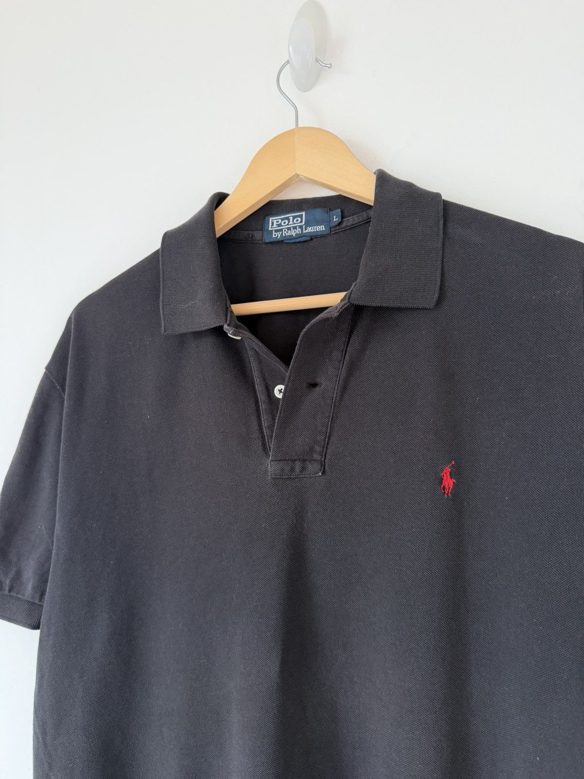 Vintage Polo Ralph Lauren Black Polo Shirt Red Pony Size L
