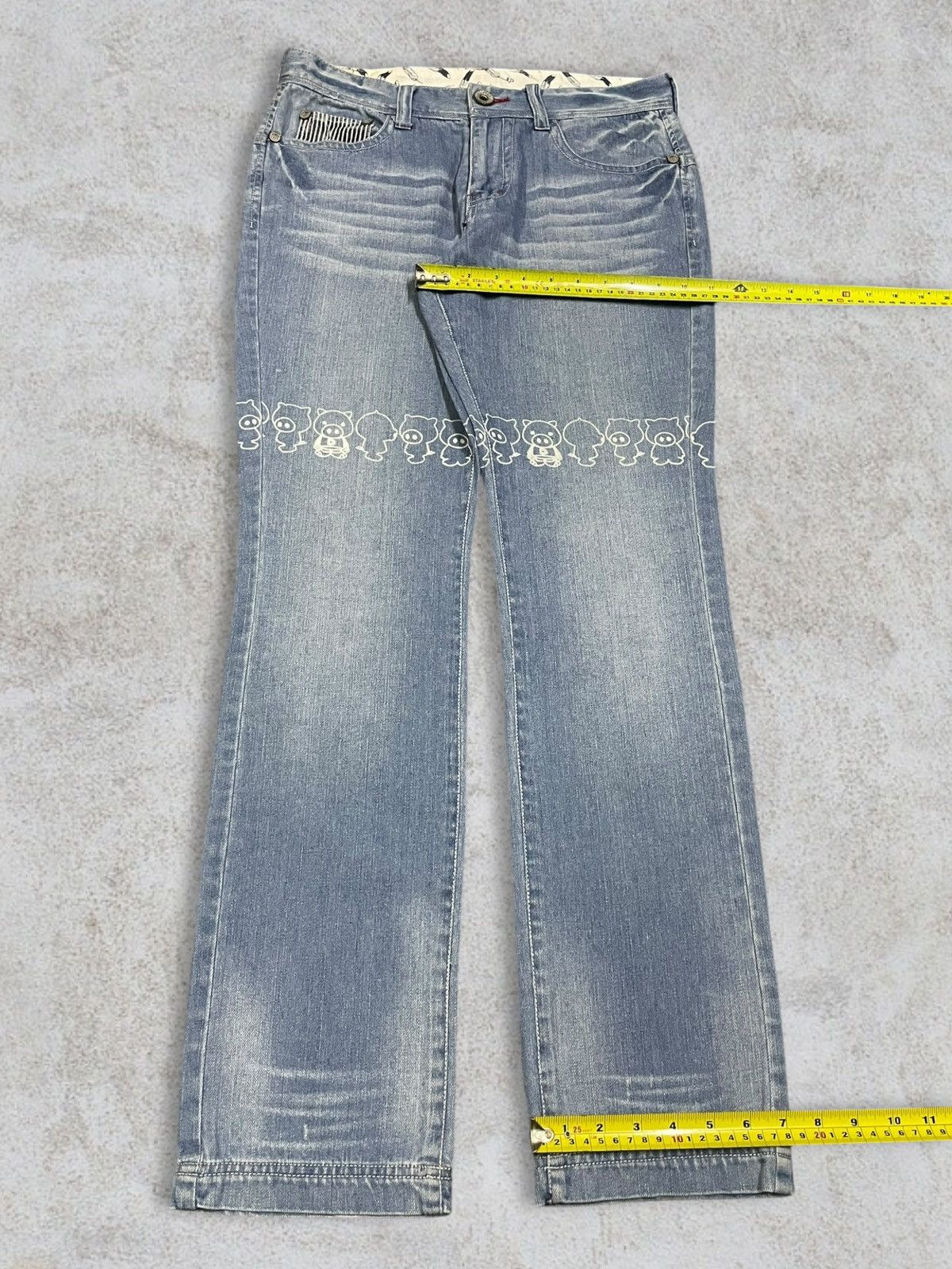 Japanese Brand Drug Store’s Women Denim Cute Print Out Logo Blue Wash Jeans Size 31" - 15 Thumbnail