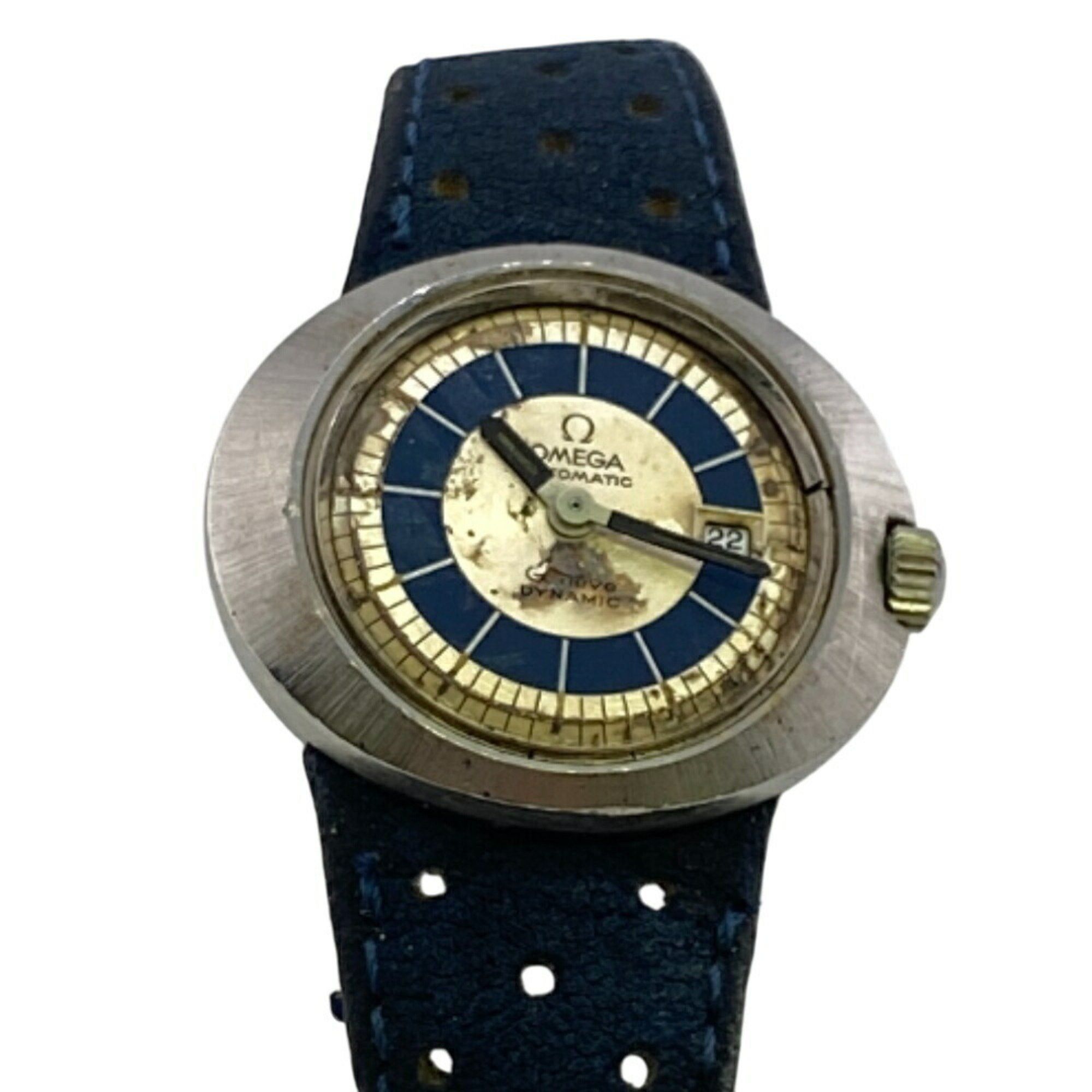 Omega Dynamic Automatic Self-Winding 2-Hand Date Watch Analog Digital Navy Unisex in Silver, Women's