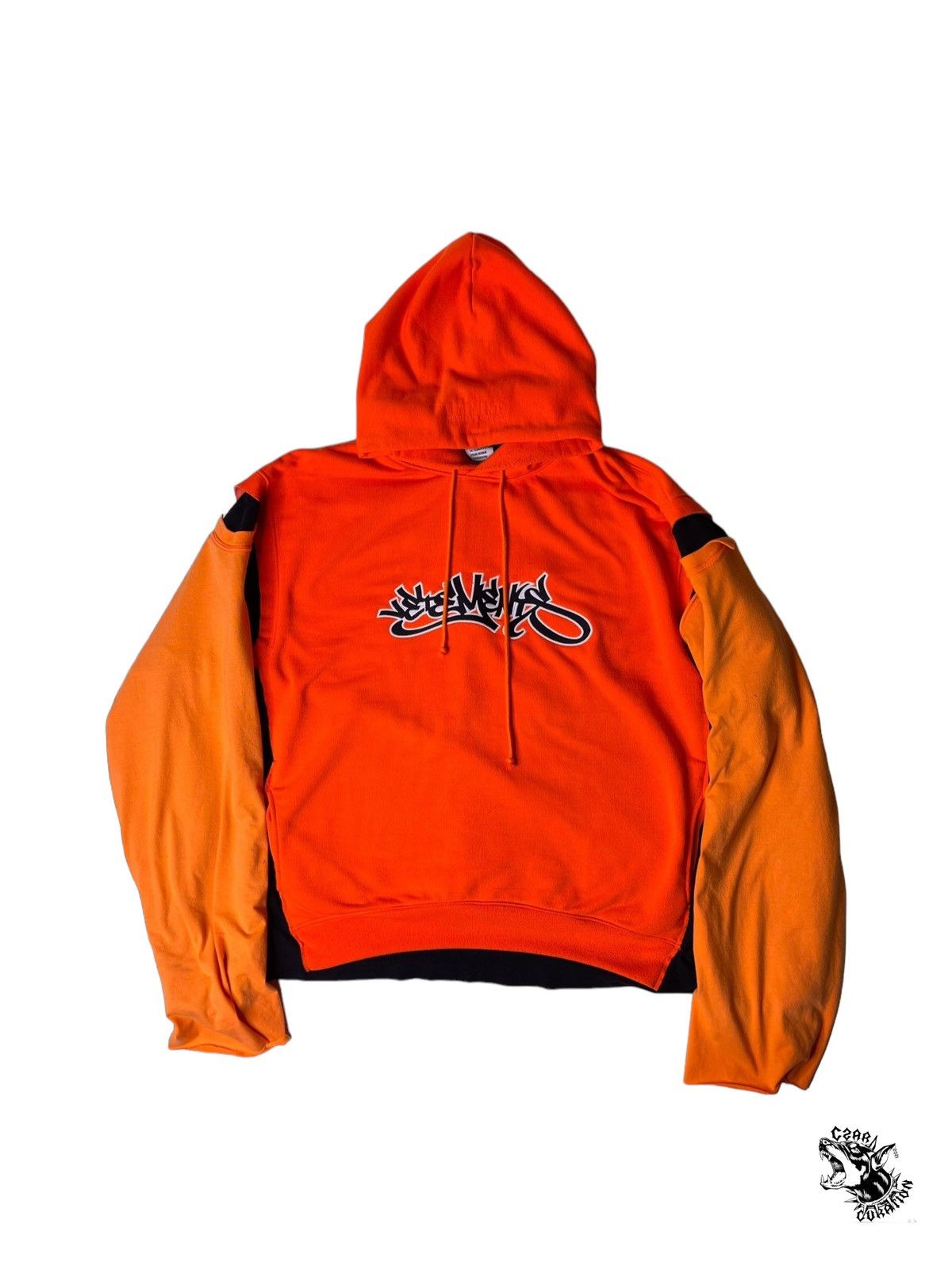 Image of Vetements 2020 Deconstructed Graphiti Hoodie in Orange, Men's (Size Small)