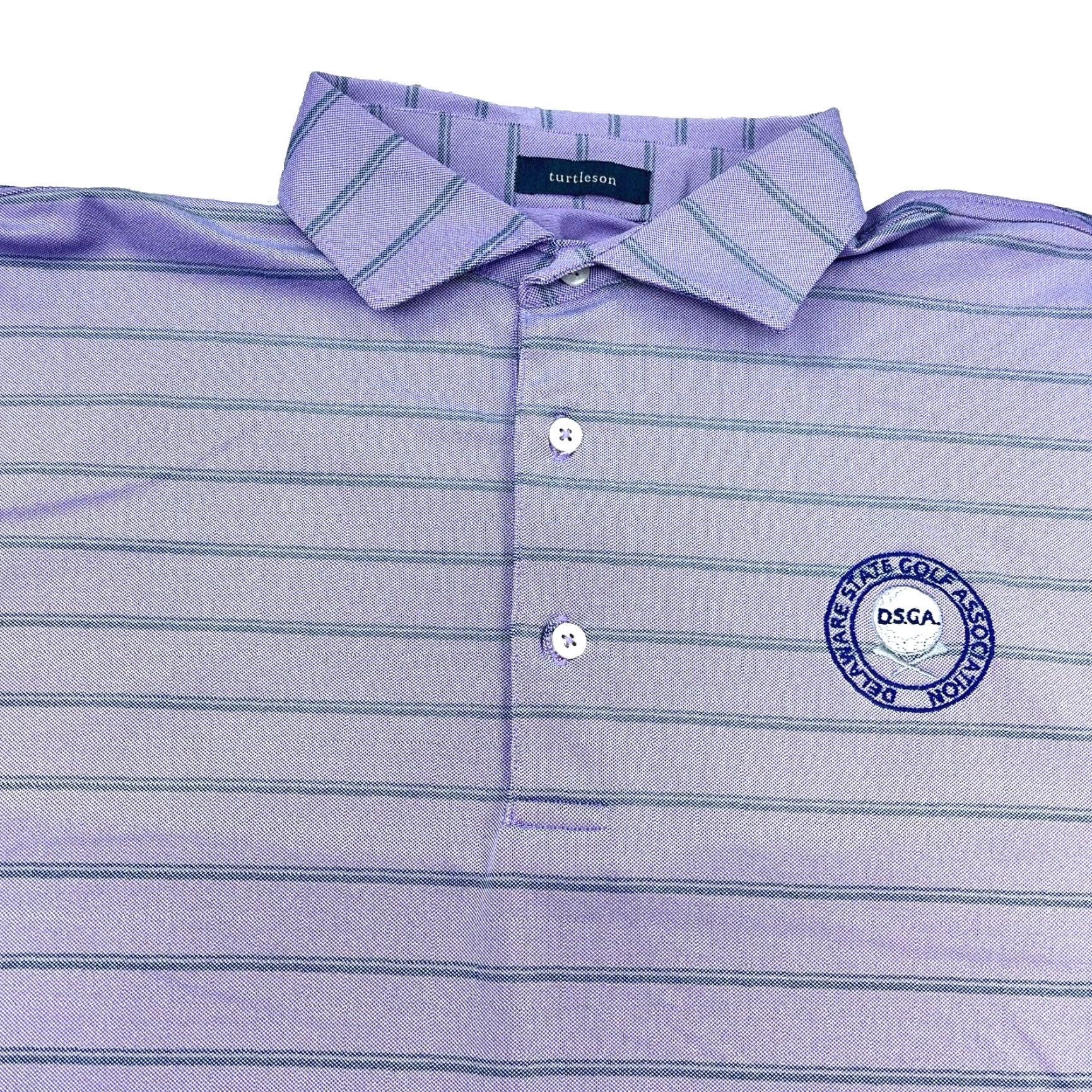 Vintage turtleson Polo Shirt Adult Medium Purple Striped Performance Golf Delaware Size US M / EU 48-50 / 2 - 2 Thumbnail
