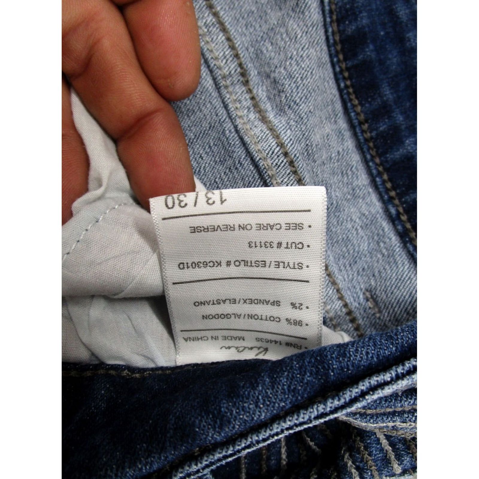 Vintage Kancan Button Fly Blue Stretch Denim Jeans Size 13/30 Mid Rise Cotton Blend Womens Jeans 5-Pocket Style Ankle Stretch Size 34" / US 12 / IT 48 - 5 Thumbnail