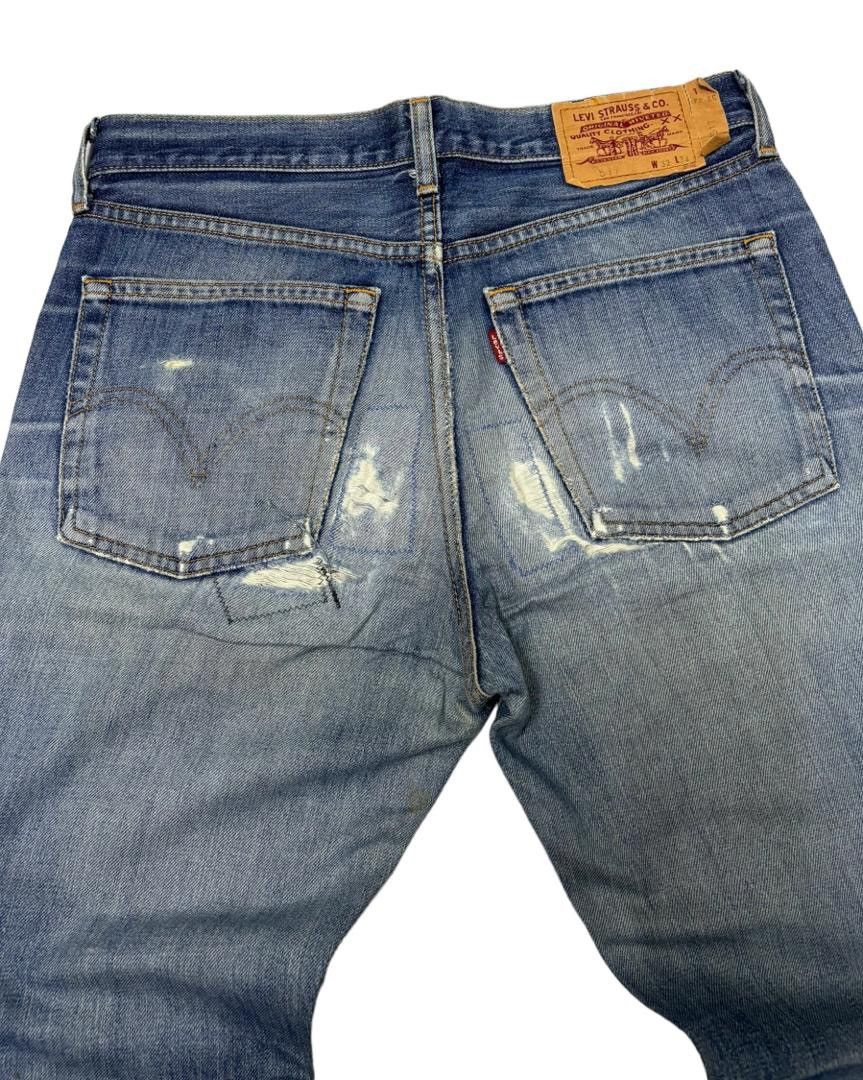 Levi's VINTAGE LEVIS 517 FLARE PATCHWORK DISTRESSED DENIM JEANS Size US 31 - 10 Thumbnail