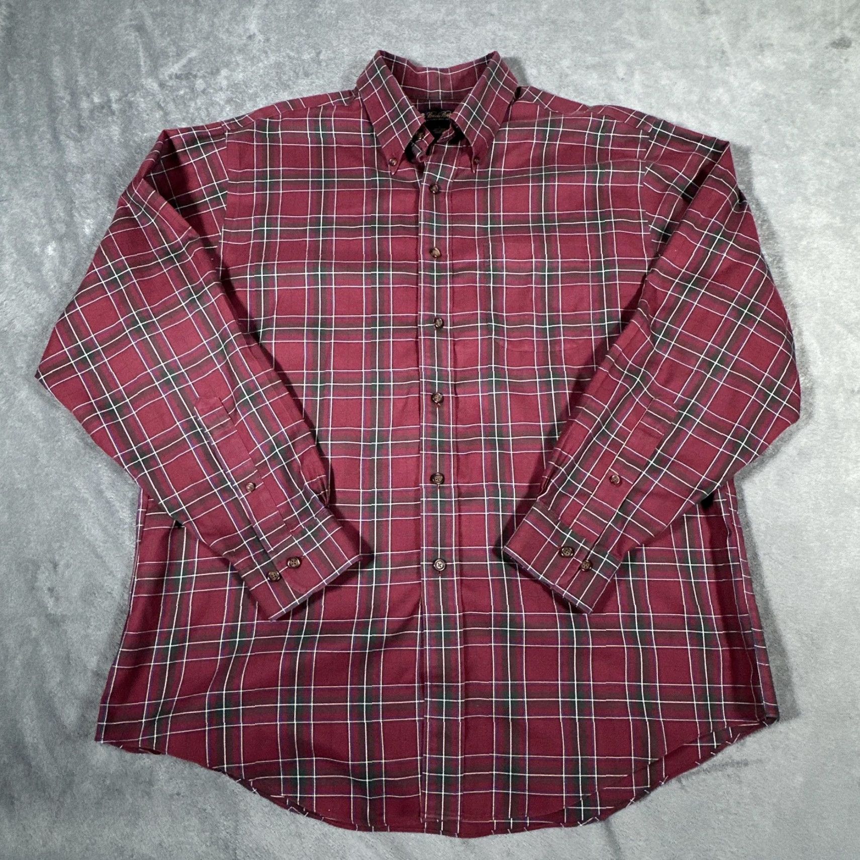 Brooks Brothers Brooks Brothers Shirt Mens L Red Plaid Non-Iron Cotton Long Sleeve Dress Shirt Mens Large Regular 100% Cotton Button-Down Collared Size 42R - 3 Thumbnail