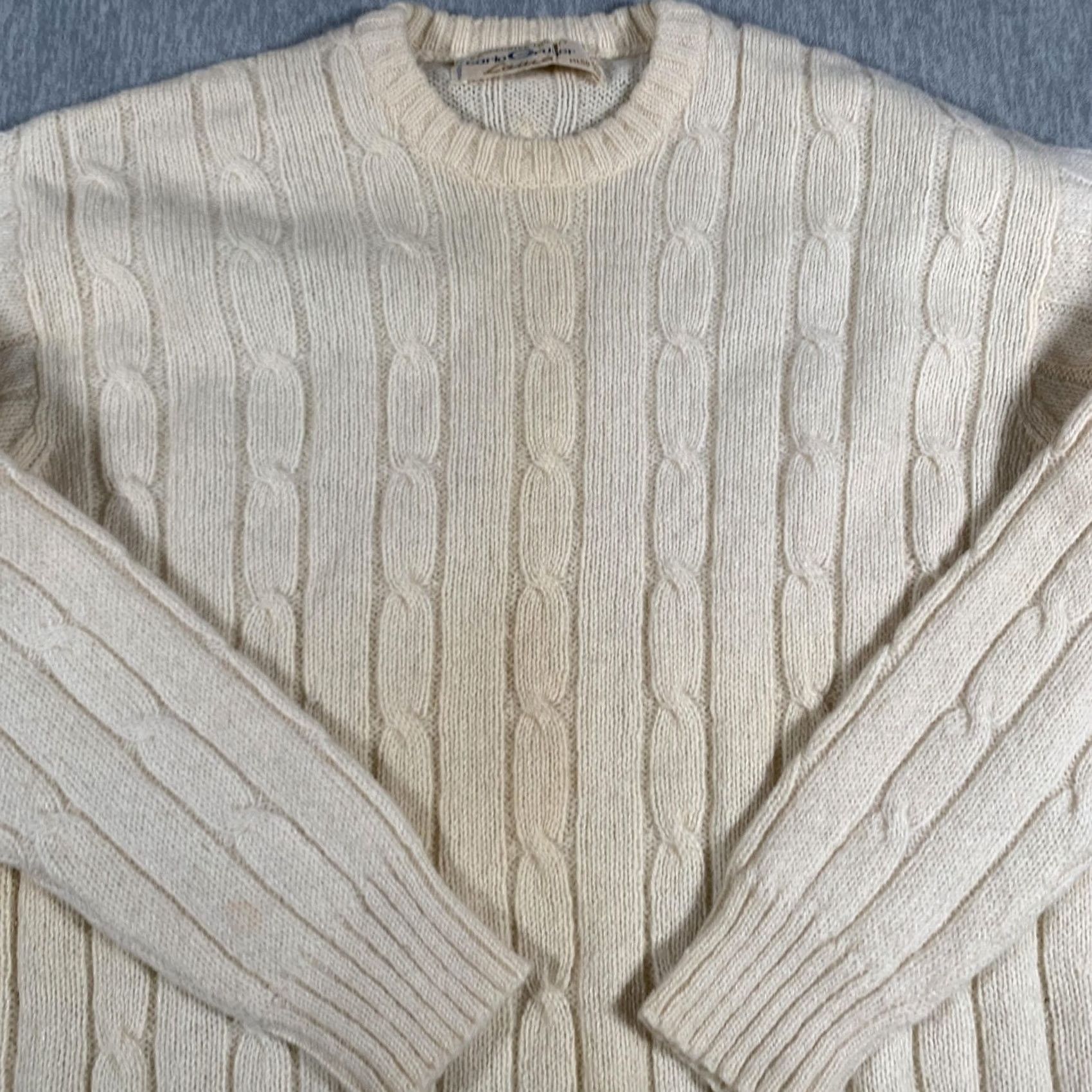Vintage VINTAGE Carlo Gruber Sweater Womens Medium White Alpaca Wool Cable Knit Austria jacket style? Size M / US 6-8 / IT 42-44 - 4 Thumbnail