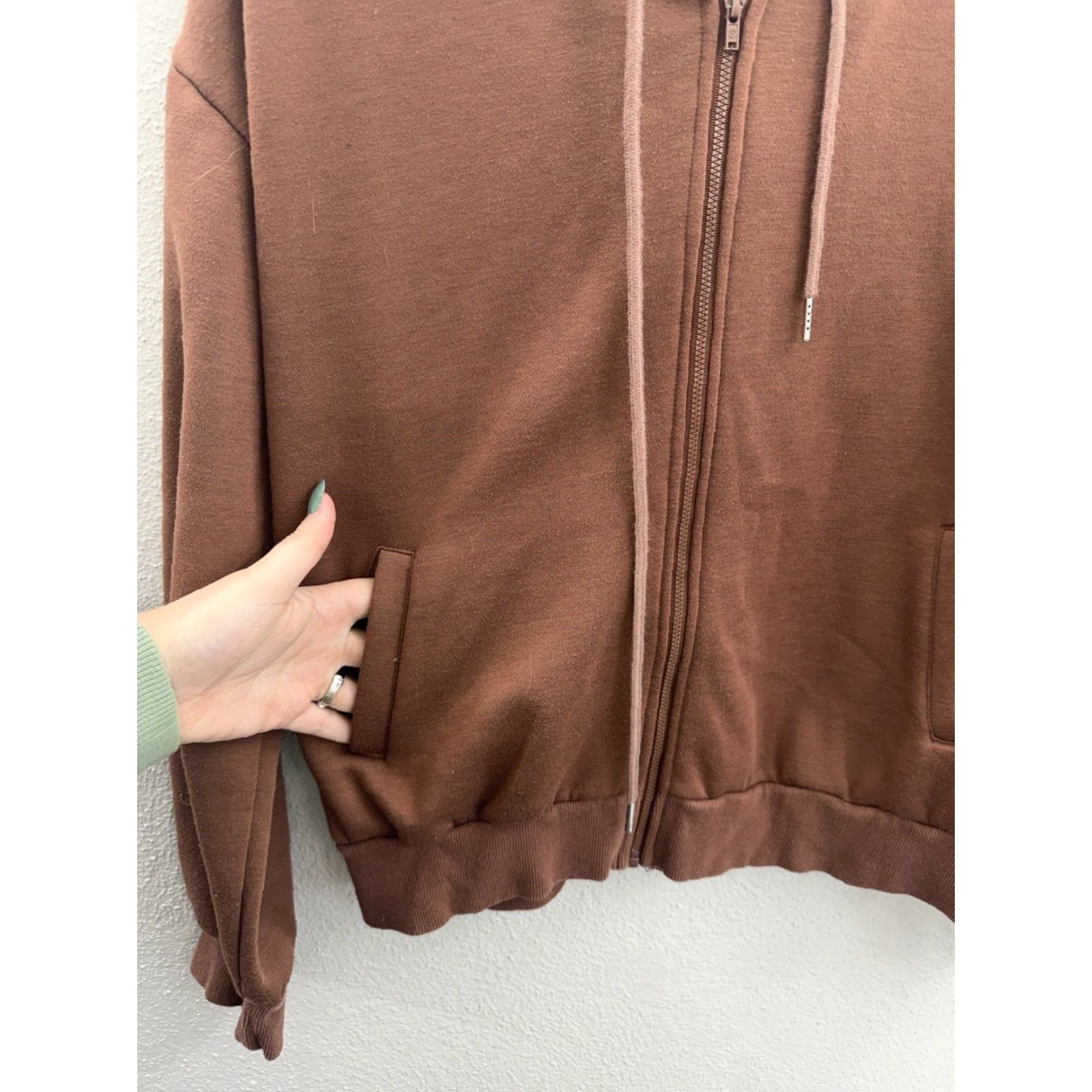 Shein Shein Womens Sweatshirt XL Brown Full Zip Hooded Long Sleeve Pullover Zippered Casual Winter Spring Fall Women’s Regular Size Type: Sweatshirt Size XL / US 12-14 / IT 48-50 - 3 Thumbnail