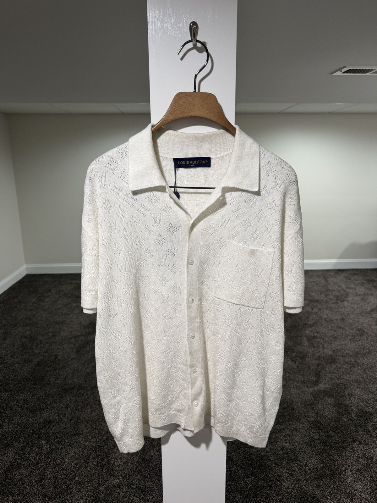 Louis Vuitton Louis Vuitton Monogram Pointelle White Short-Sleeved Shirt Size US XS / EU 42 / 0 - 21 Thumbnail