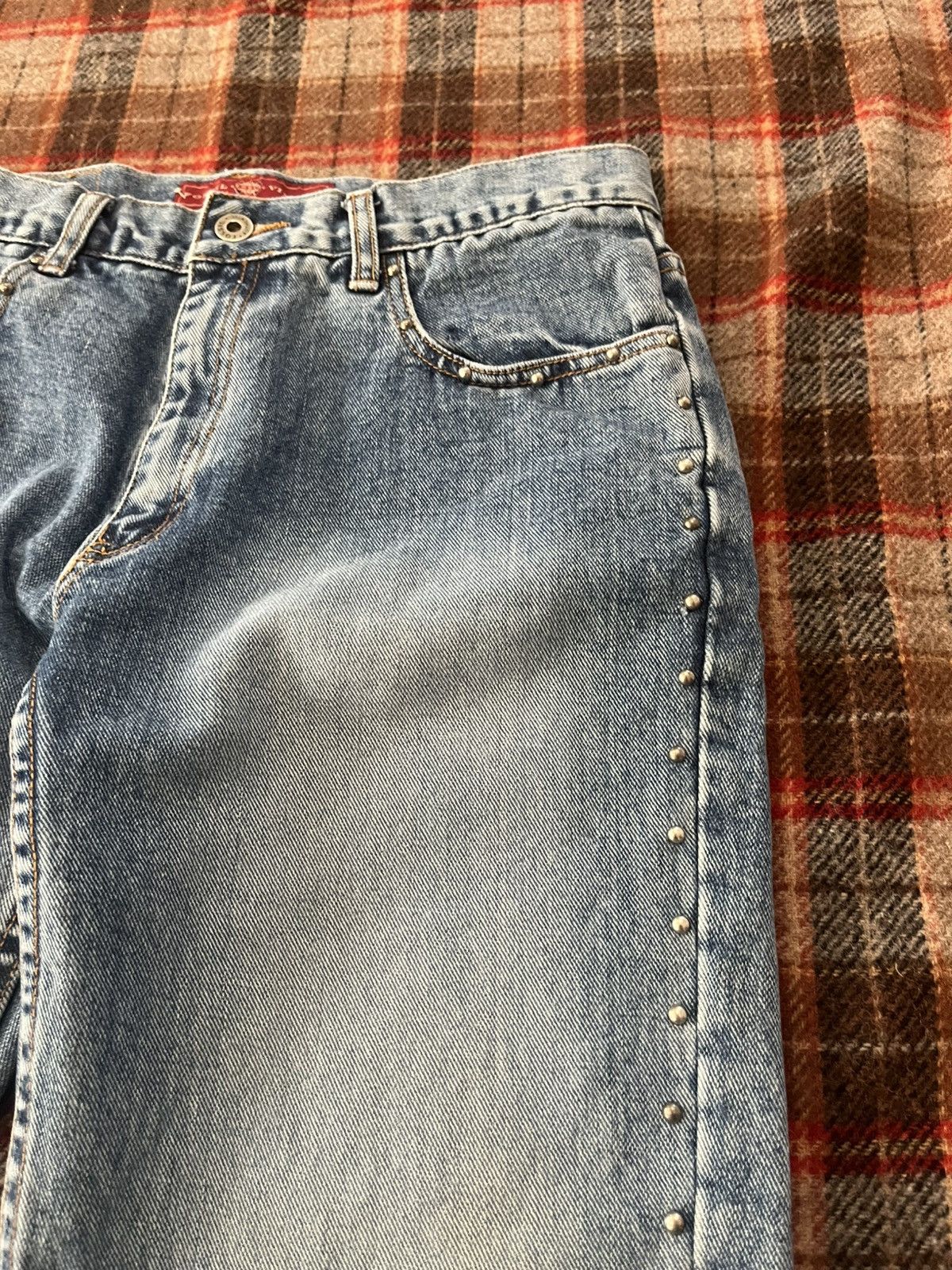 Fossil × Vintage × Von Dutch Vintage Y2K 2000’s Studded flare Fossil denim pants Size 31" - 3 Thumbnail
