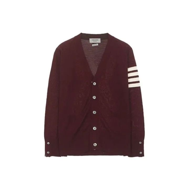 Thom Browne Thom Browne Red Striped Merino Wool Cardigan Size US M / EU 48-50 / 2 - 1 Thumbnail